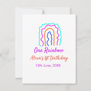 Boho Rainbow one birthday kids bright retro bold Card