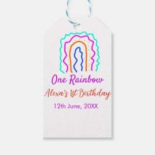 Boho Rainbow one birthday kids bright retro bold Gift Tags