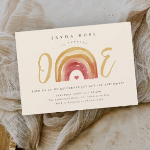 Boho Rainbow One First Birthday Invitation