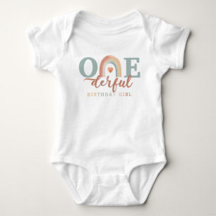 Boho Rainbow Onederful Birthday Girl Baby Bodysuit