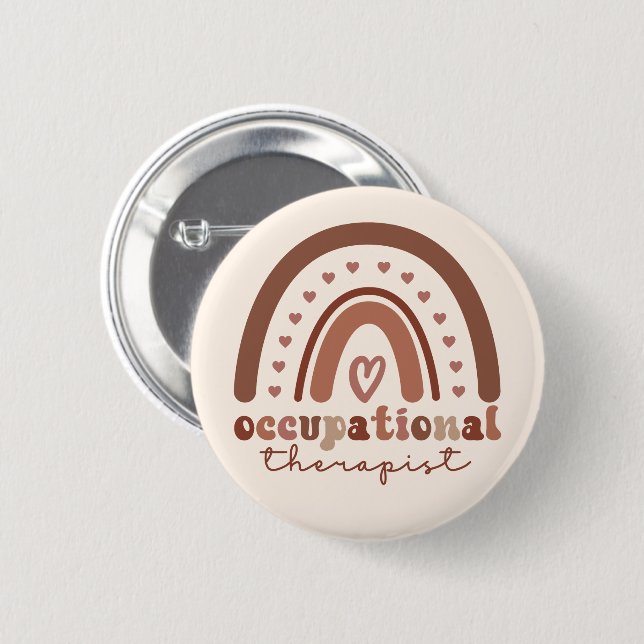 Boho Rainbow OT Occupational Therapist Gifts 6 Cm Round Badge (Front & Back)