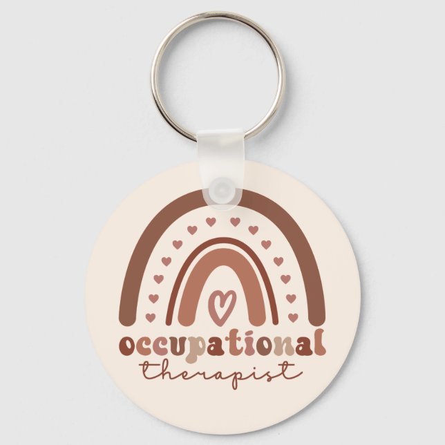 Boho Rainbow OT Occupational Therapist Gifts Key Ring (Front)