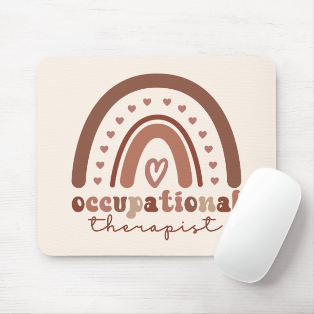 Boho Rainbow OT Occupational Therapist Gifts Mouse Mat (With Mouse)