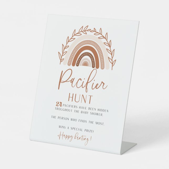 Boho Rainbow Pacifier Hunt Baby Shower Sign (Front)