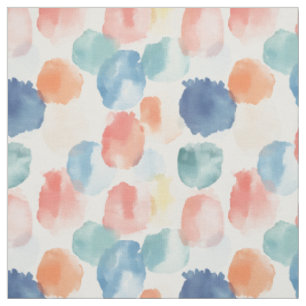 Boho Rainbow Paint Splotches on White Fabric