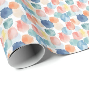 Boho Rainbow Paint Splotches on White Wrapping Paper