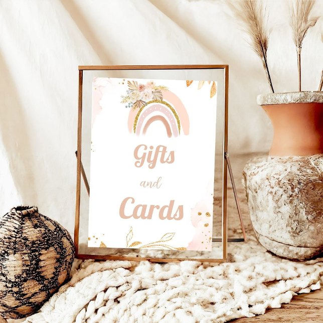 Boho Rainbow Pampas Grass Baby card & gifts sign (Creator Uploaded)
