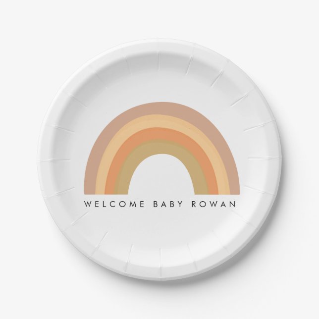 Boho Rainbow party or baby shower plate (Front)