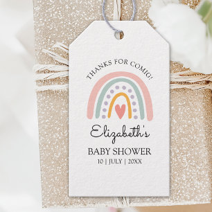 Boho Rainbow Pastel Minimalist Baby Shower girl Gift Tags