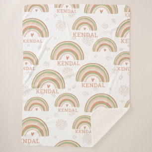 Boho Rainbow Pattern Auto Arrange Custom Name Sherpa Blanket