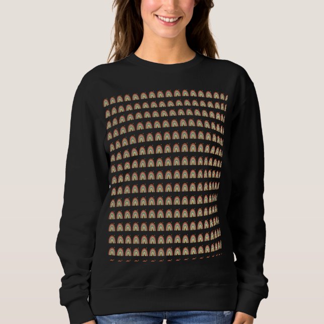 Boho Rainbow Pattern Neck Tie Sweatshirt (Front)