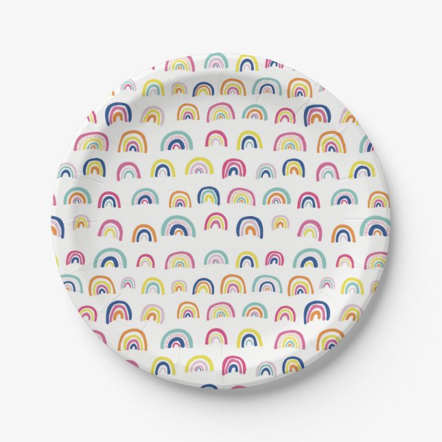 Boho Rainbow pattern Paper Plate (Front)