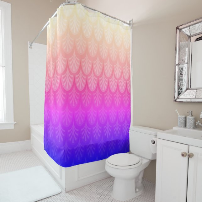 Boho Rainbow Pattern Shower Curtain (In Situ)