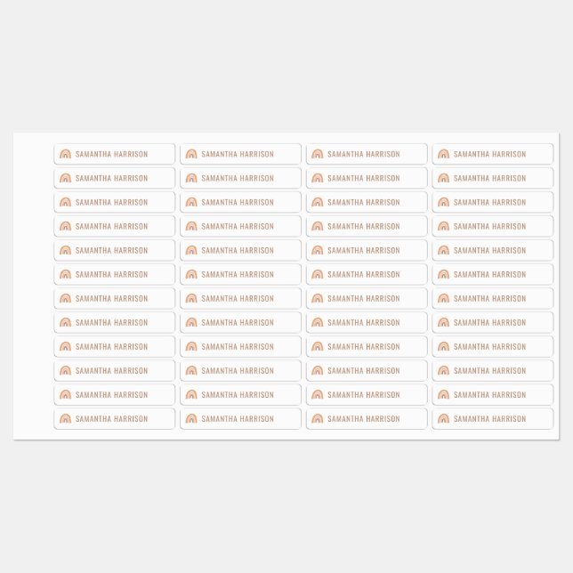 boho rainbow personalised name school labels (Sheet)
