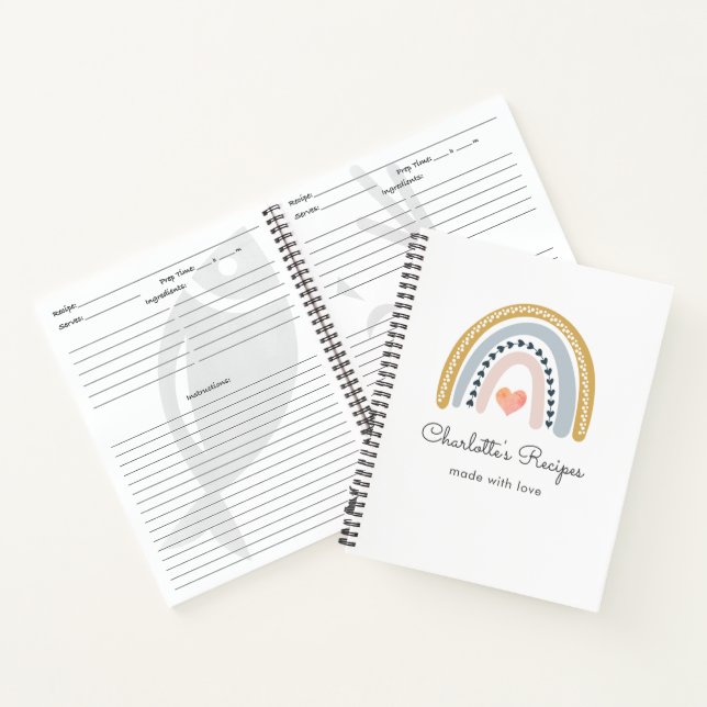Boho Rainbow Personalised Recipe Notebook (Inside)