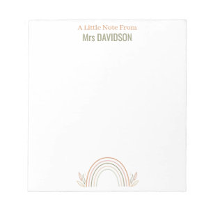 Boho Rainbow Personalised Teacher Notepad