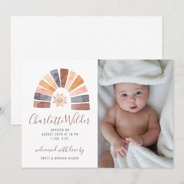 Boho Rainbow Photo Baby Shower Invitation (Front/Back)