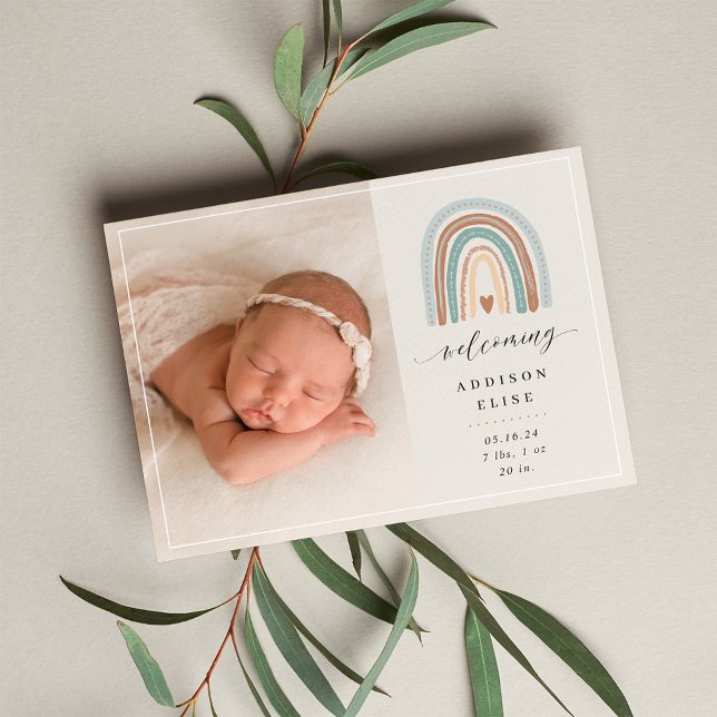 Boho Rainbow | Photo Birth Announcement (Creator Uploaded)