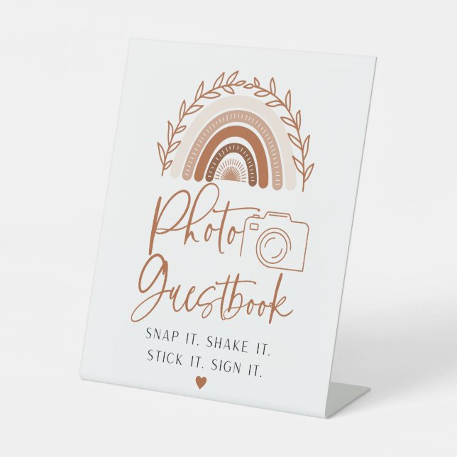Boho Rainbow Photo Guestbook Sign (Front)