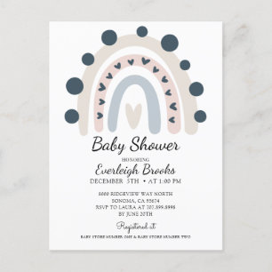 Boho Rainbow Pink Baby Shower Invitation  Postcard