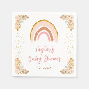Boho Rainbow Pink Baby Shower Napkin
