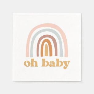 Boho Rainbow pink Baby Shower Napkin