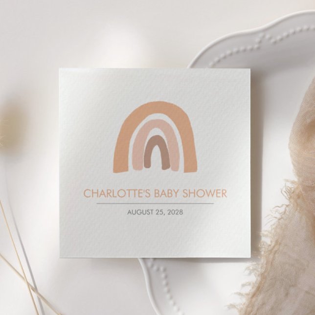 Boho Rainbow Pink Brown Watercolor Napkin (Creator Uploaded)