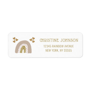 Boho Rainbow Pink Gold Return Address Label