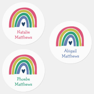 Boho Rainbow Pink Navy Mustard Name Waterproof