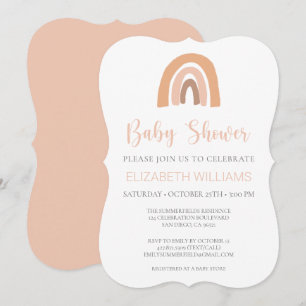 Boho Rainbow Pink Pastel Baby Shower Invitation