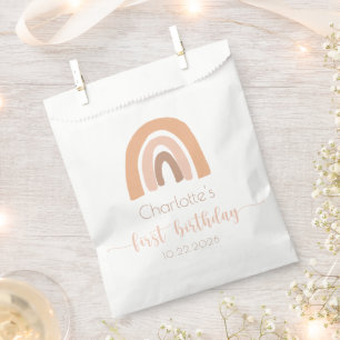 Boho Rainbow Pink Pastel First Birthday Favour Bags