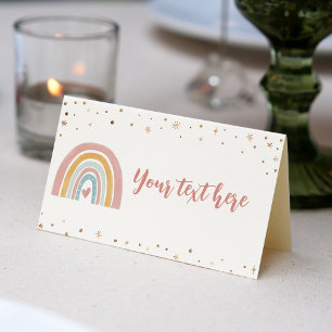 Boho Rainbow Pink Place Card Birthday Party