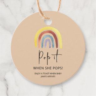 Boho rainbow Pop it When she pops Favour Tags