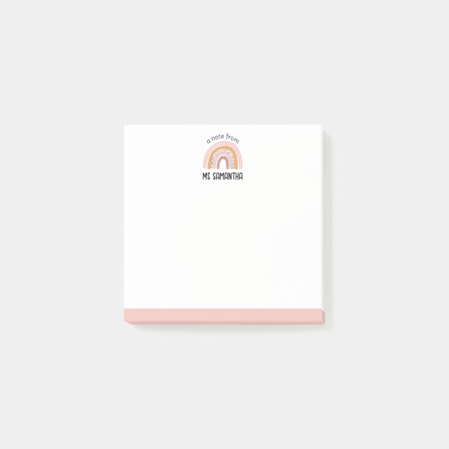 Boho Rainbow Post It Notes (Pink Cream Cute) (Front)