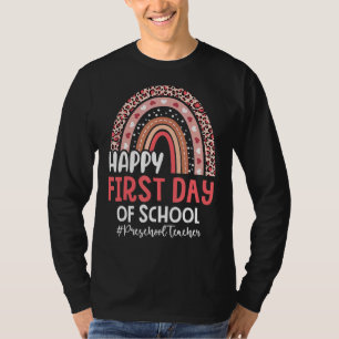 Boho Rainbow Preschool Teacher First Day Back To S T-Shirt
