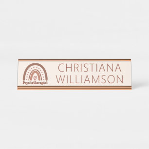 Boho Rainbow Psychotherapist Therapist Desk Name Plate