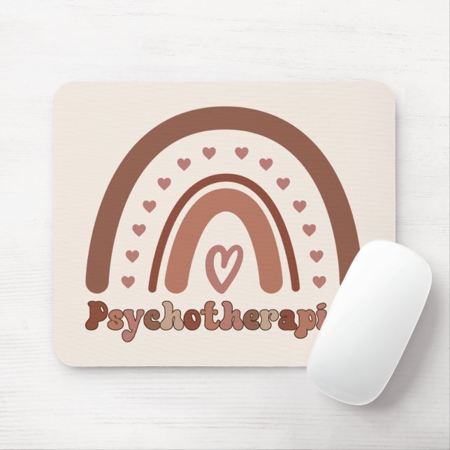 Boho Rainbow Psychotherapist Therapist Mouse Mat (With Mouse)