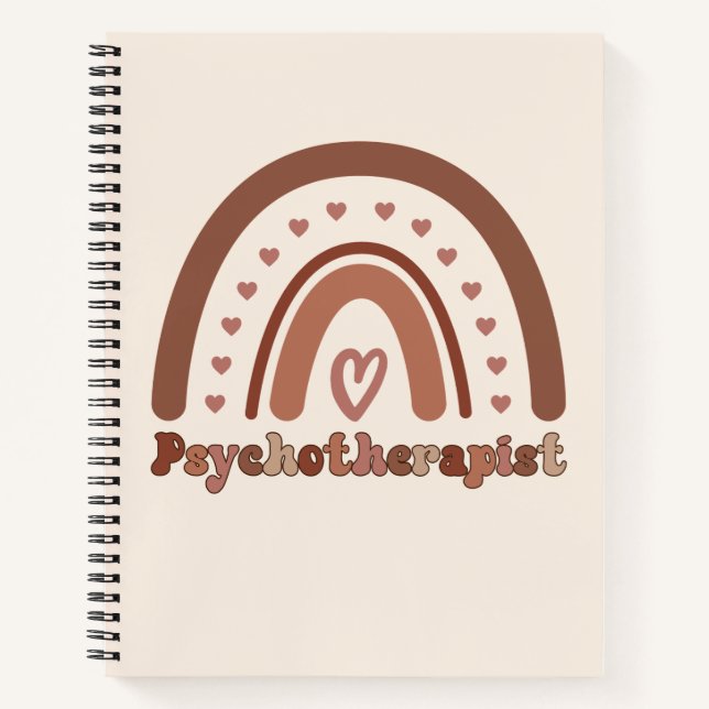 Boho Rainbow Psychotherapist Therapist Notebook (Front)