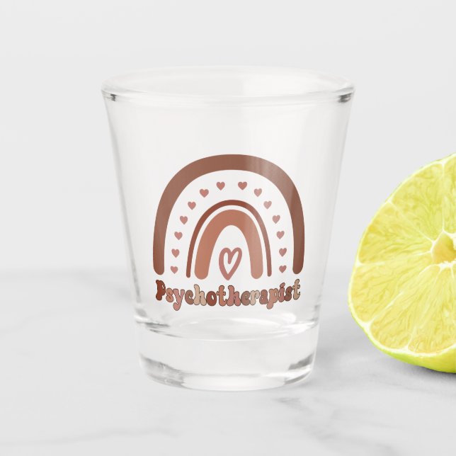 Boho Rainbow Psychotherapist Therapist Shot Glass (Front)