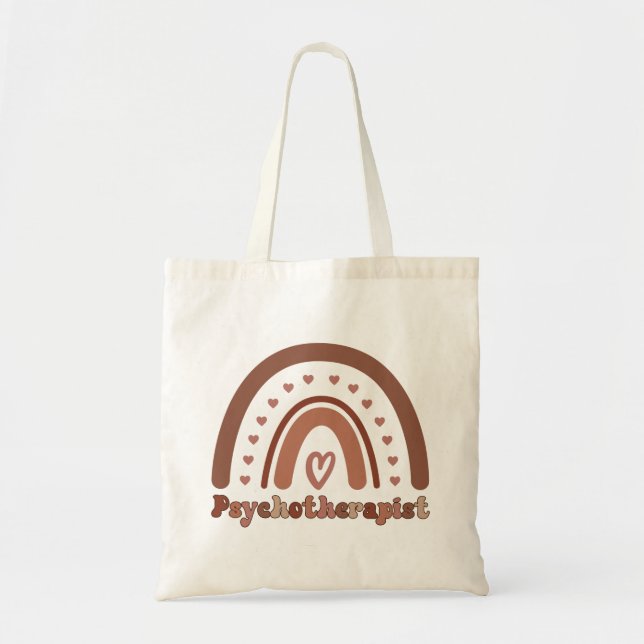 Boho Rainbow Psychotherapist Therapist Tote Bag (Front)