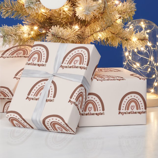 Boho Rainbow Psychotherapist Therapist Wrapping Paper (Holidays)