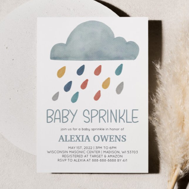 Boho Rainbow Raincloud Rain Baby Shower Sprinkle Invitation (Creator Uploaded)