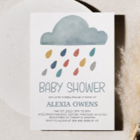 Boho Rainbow Raincloud Rain Minimal Baby Shower