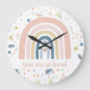 Boho Rainbow & Raindrops Nursery Clock