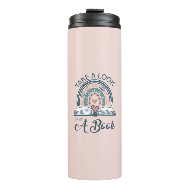 Boho Rainbow Reading It's in a Book Thermal Tumbler (Front)