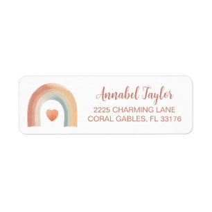 Boho Rainbow Return Address Label – Watercolor Ear