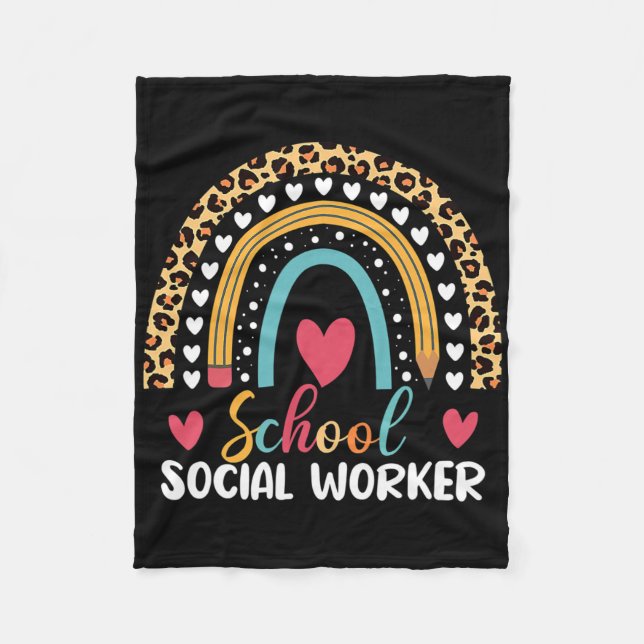 Boho Rainbow School School Social Worker  Fleece Blanket (Front)