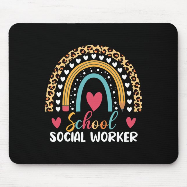 Boho Rainbow School School Social Worker  Mouse Mat (Front)