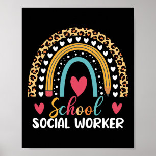 Boho Rainbow School School Social Worker  Poster
