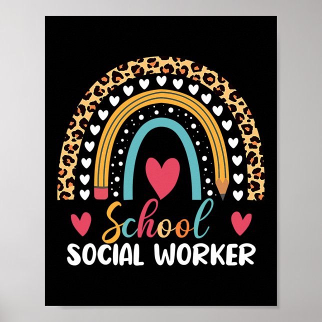 Boho Rainbow School School Social Worker  Poster (Front)